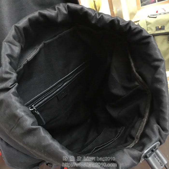 GUCCI 古馳男包 新款 429037 Techpack 刺繡裝飾 古馳雙肩背包 黑色